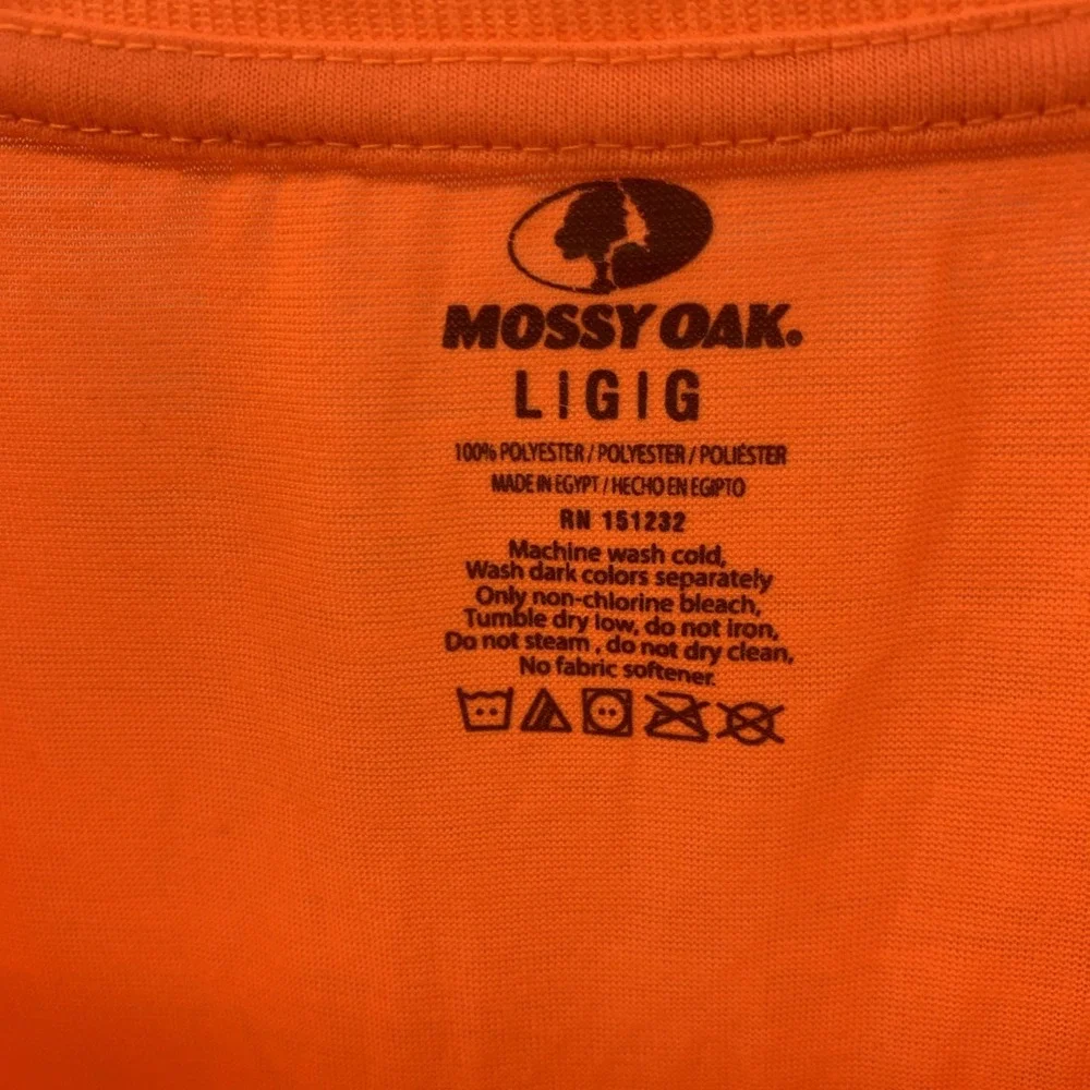New Mossy Oak Blaze Orange With Camo Graphic Lightweight T Shirt Size Large
